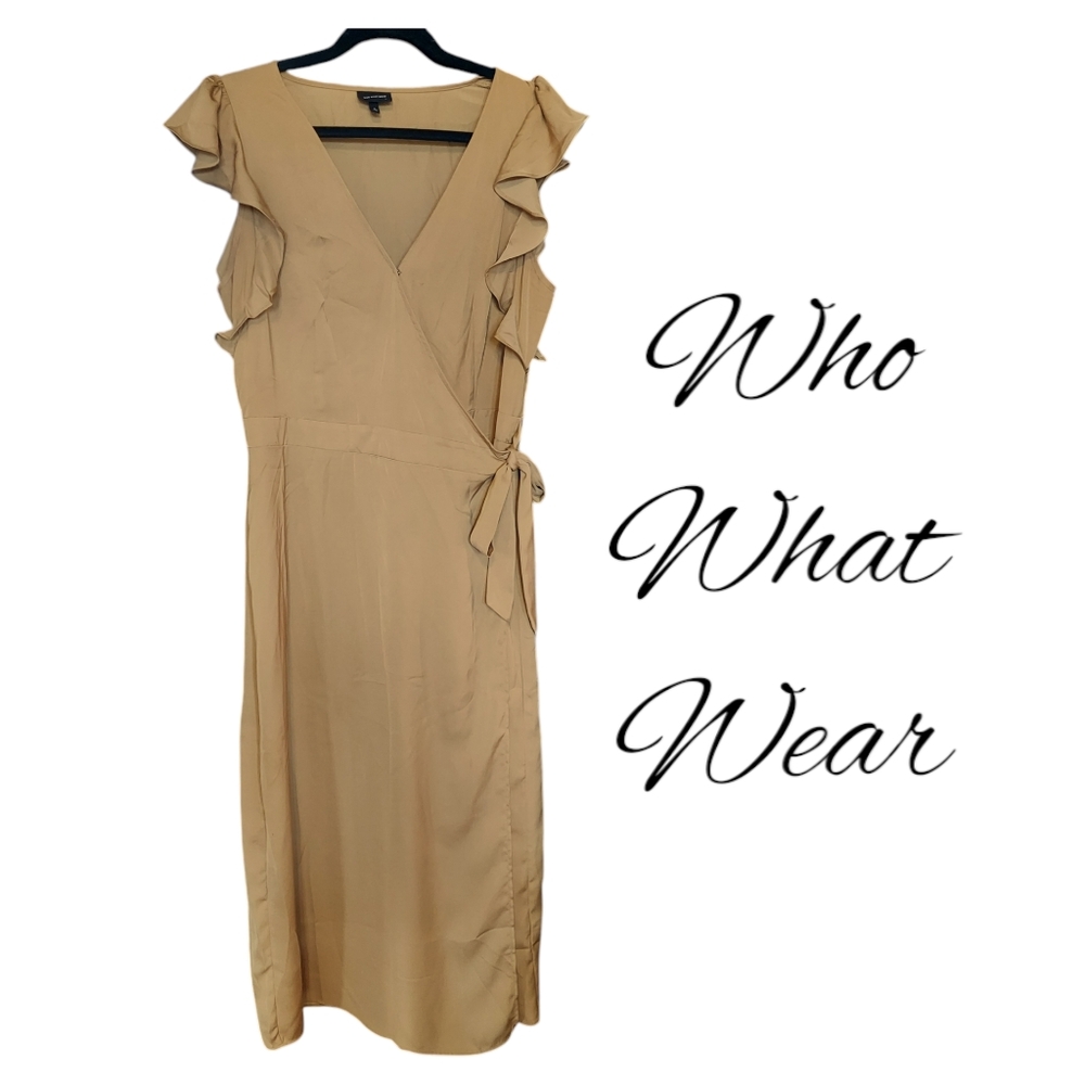 Who What Wear wrap dress gold womens size large